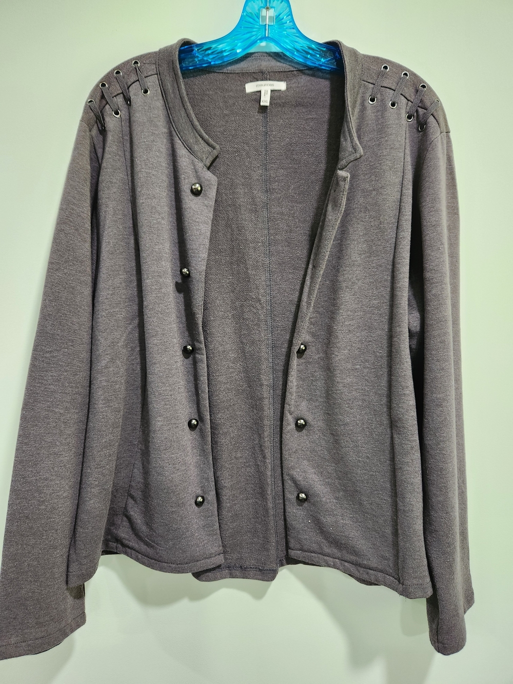 Maurices Grey Open Front Eyelet-Shoulder Jacket